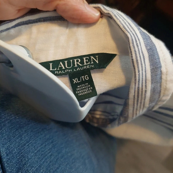 Lauren Ralph Lauren Linen Striped Tunic Top Blouse Beach Nautical XL - Picture 4 of 11
